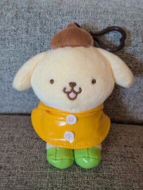 Sanrio Pompompurin Raincoat Plush Keychain